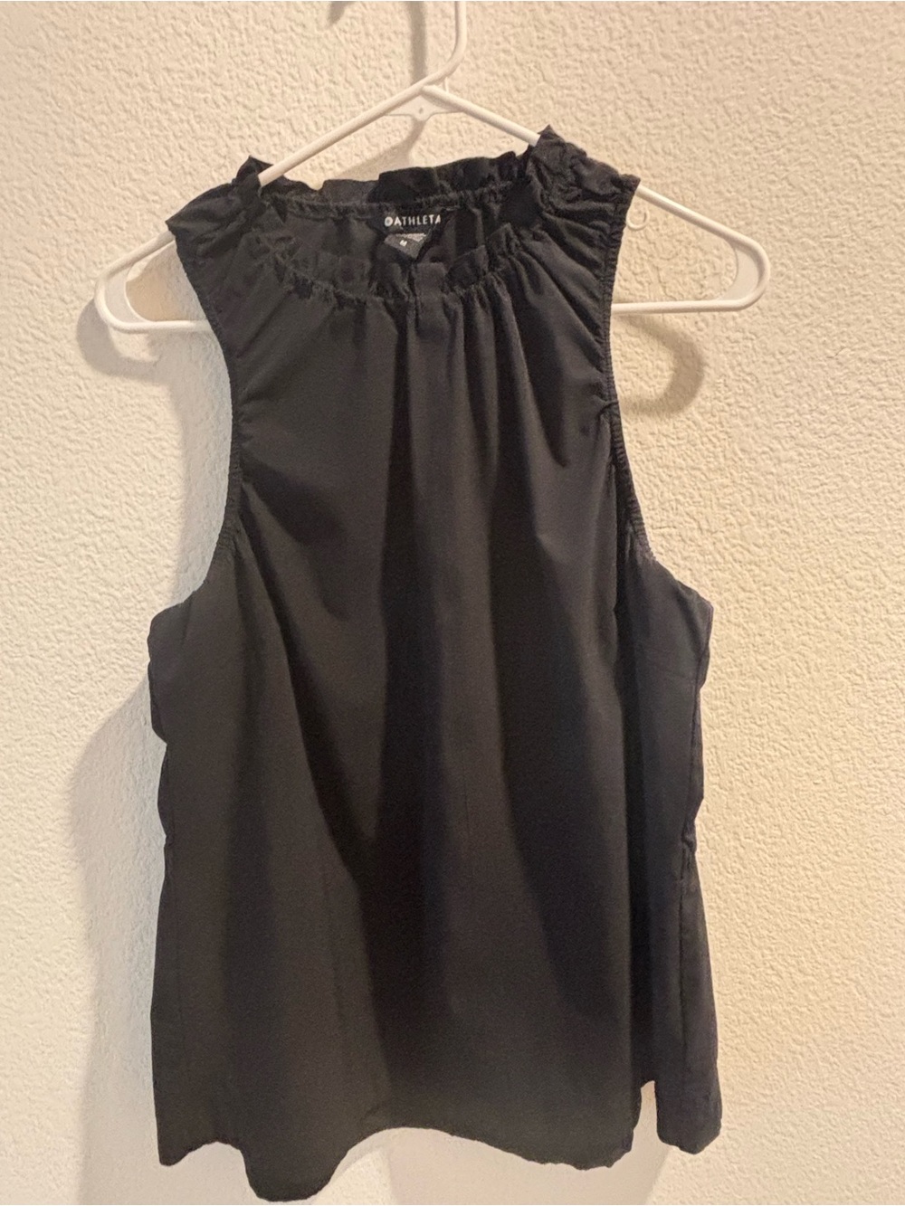 Athleta |  Ruffle-Neck Sleeveless Tank | Medium | Black